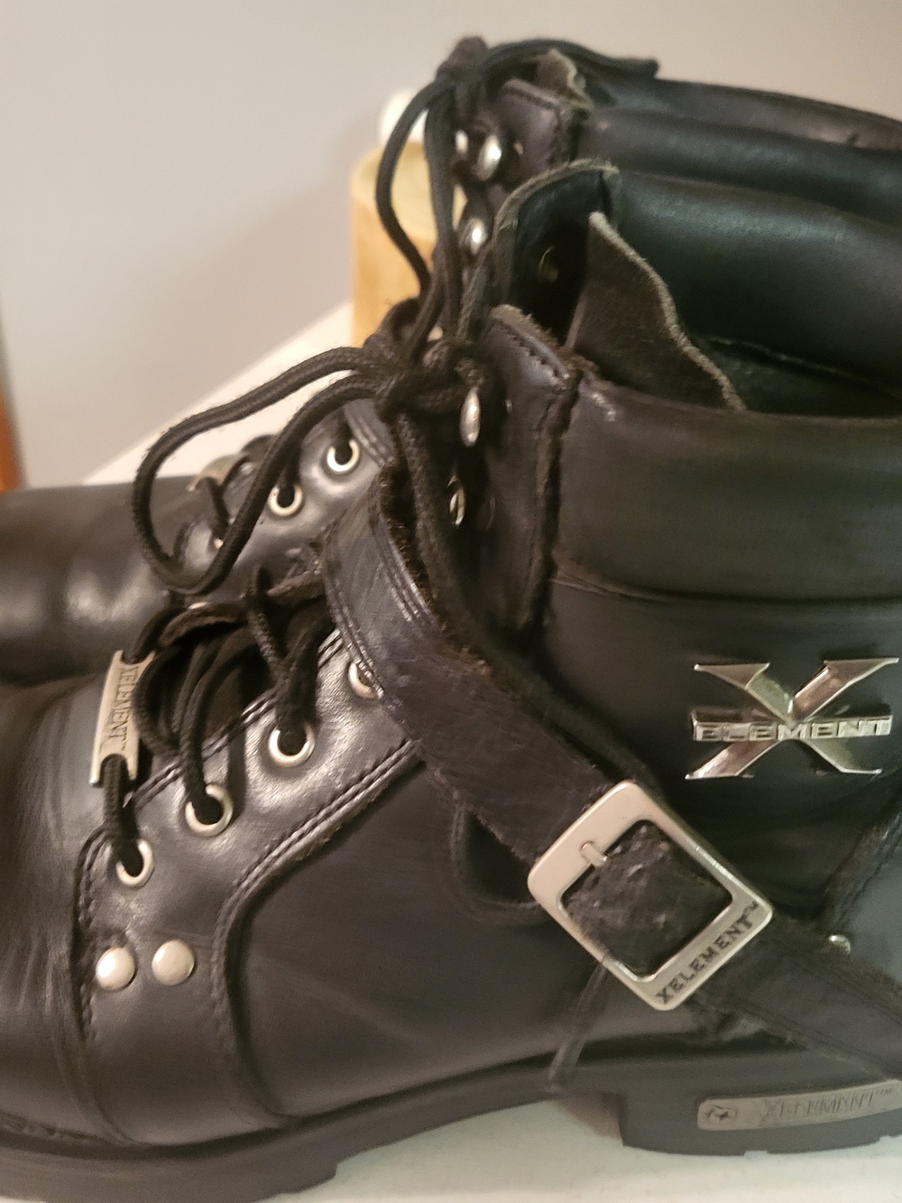 Xelement 1505 Men's Leather Black Motorcycle Boots Size 11 US
